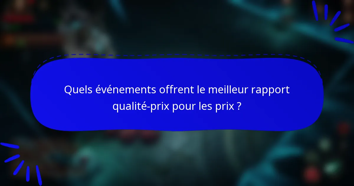 Quels événements offrent le meilleur rapport qualité-prix pour les prix ?